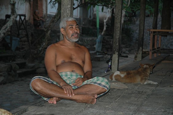 wohlgenährter Tengananer genießt die letzten Minuten des Tages in einem Bale