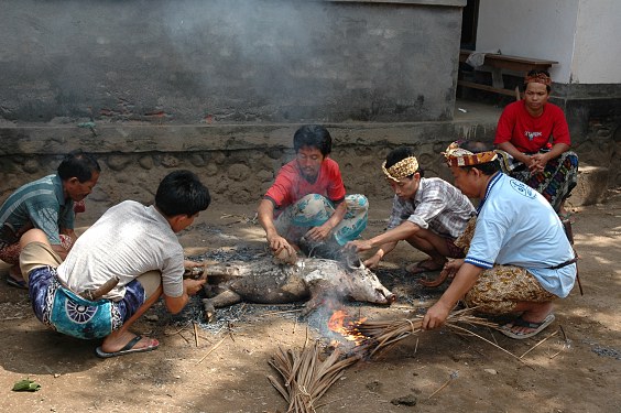 Brandrückstände werden mit Kokosnussschalen abgerieben
